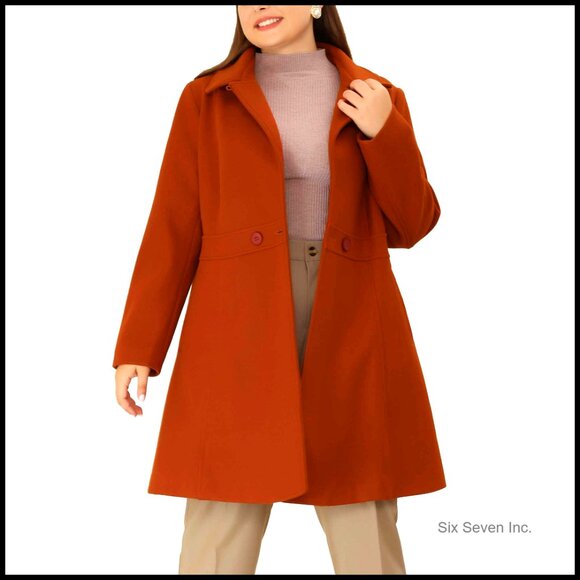 Jackets & Blazers - Polyester Pea Coat with Notched Lapel Single Breasted Long Trench